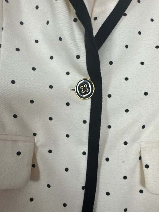 Merona White and Black Polka Dot Blazer with Contrast Trim Size 4 - Picture 2 of 4